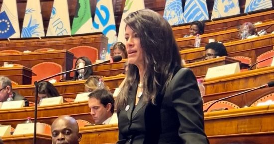 وزيرة التعاون الدولى تلقى كلمة مصر أمام القمة الإيطالية- الأفريقية